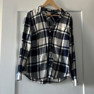 J. Crew Factory White & Blue Flannel